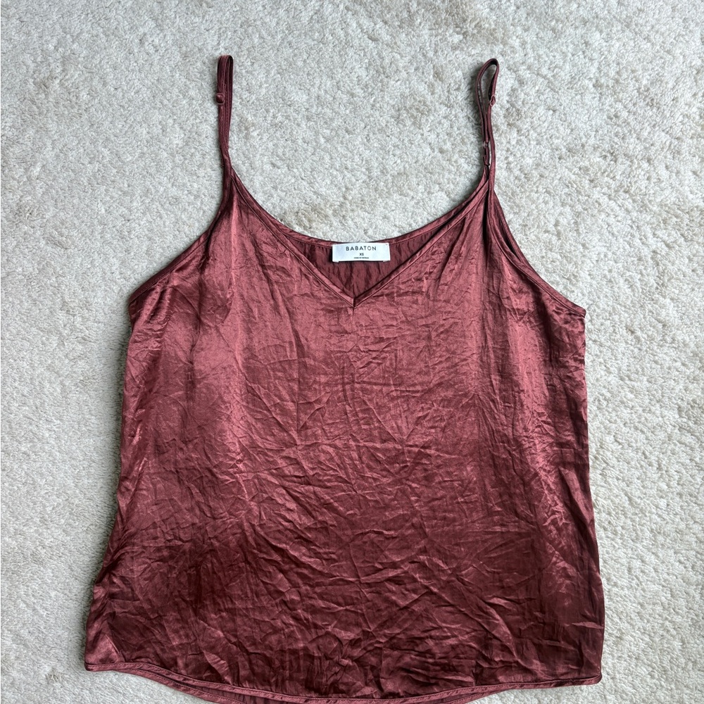Aritzia Babaton Satin Camisole Top - Deep Red